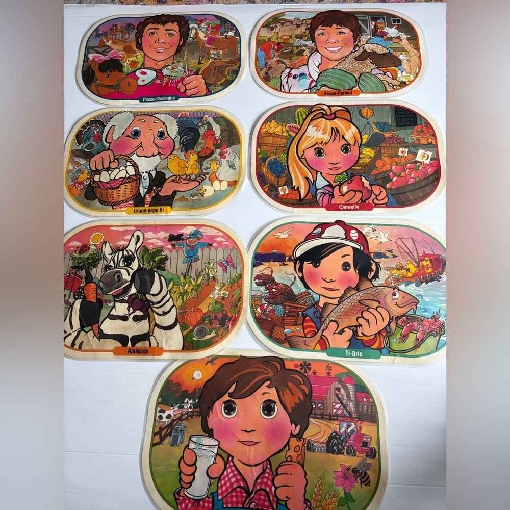 Passe-Partout Canada Retro TV Kids Placemats Set of 7 - Picture 2 of 12